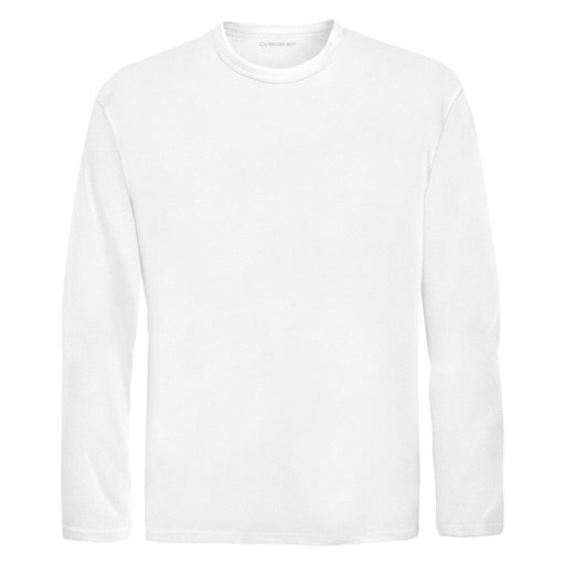 White Youth Long Sleeve Moisture Wicking Athletic Shirt