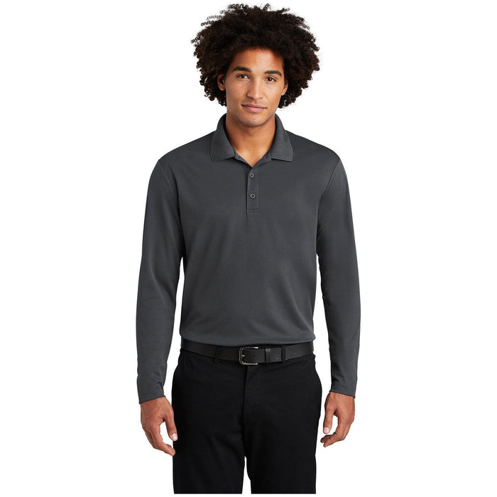 Men's Moisture Wicking Lon Sleeve Polo in Graphite – a sleek and modern gray for a contemporary and polished look.