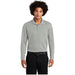 Men's Moisture Wicking Long Sleeve Polo in Silver – a metallic silver option for a modern and sophisticated appearance.