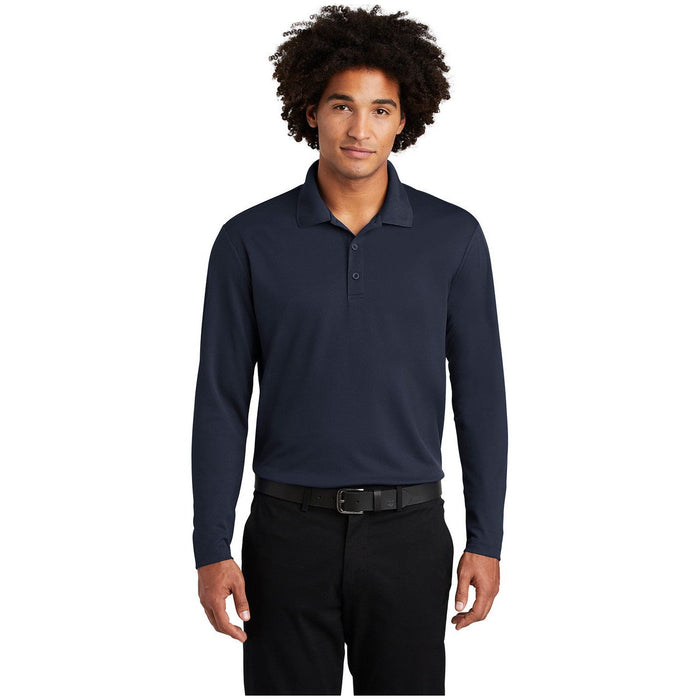 Men's Moisture Wicking Long Sleeve Polo in Navy – a classic navy color for a timeless and versatile style.