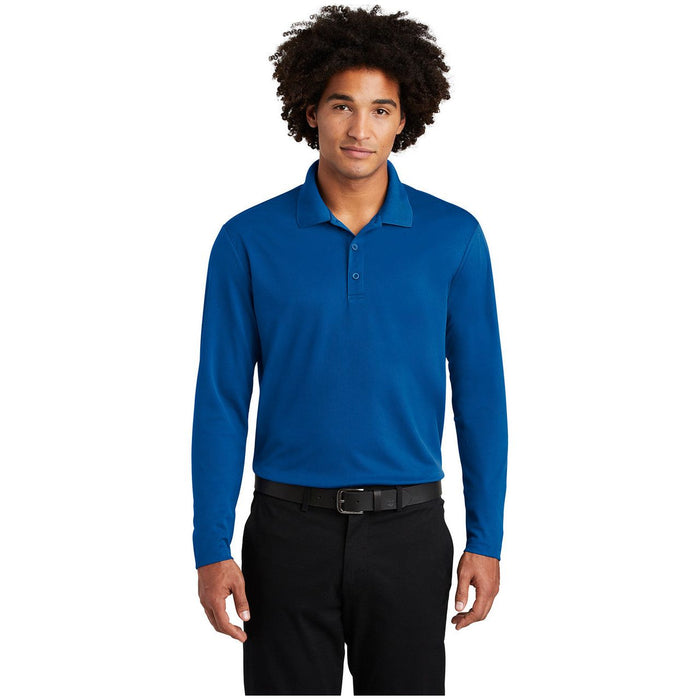 Men's Moisture Wicking Long Sleeve Polo in Royal – a rich and royal blue for a classic and regal appearance.