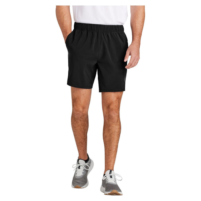 Front view of our Moisture-Wicking Active Stretch 7" Short in Black