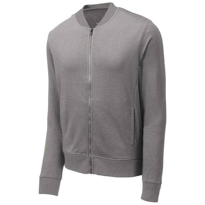 Lightweight French Terry Bomber in Grey Concrete - Elevate casual wear with this cotton-rich bomber in a trendy, concrete grey hue.