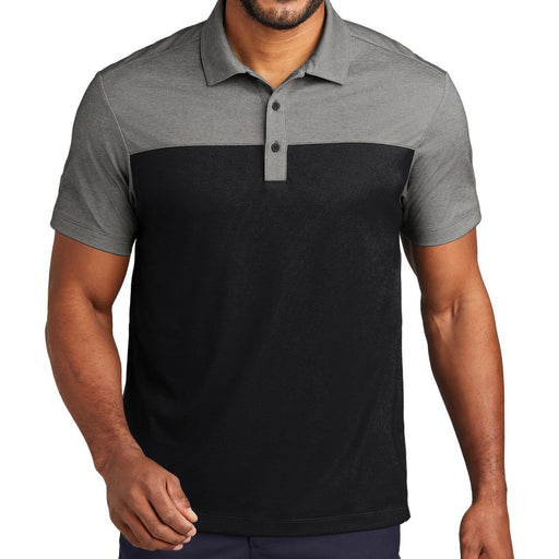 Men's Fine Pique Blend Blocked Polo in Deep Black/ Charcoal Heather – a sleek and sophisticated option featuring colorblocking for a stylish and modern look.