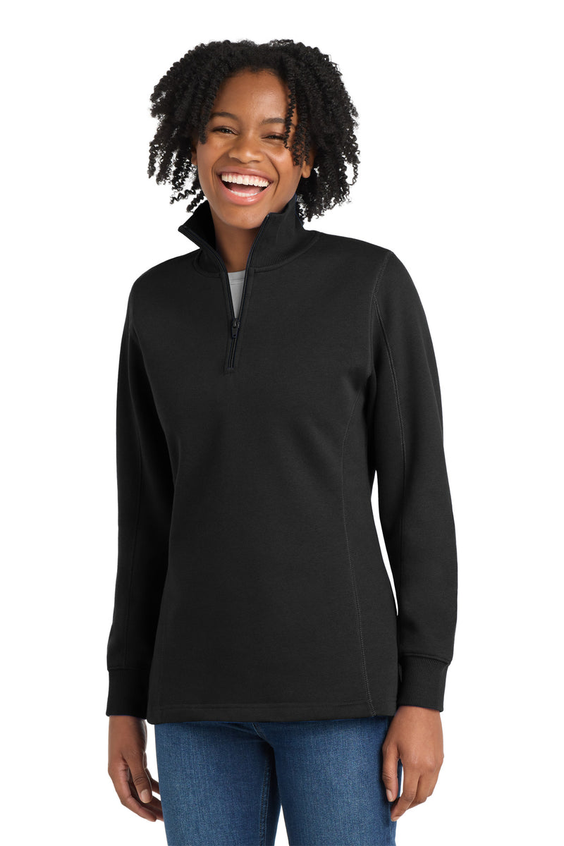DRIEQUIP Women's 1/4-Zip Sweatshirt with Rib Knit Cuffs