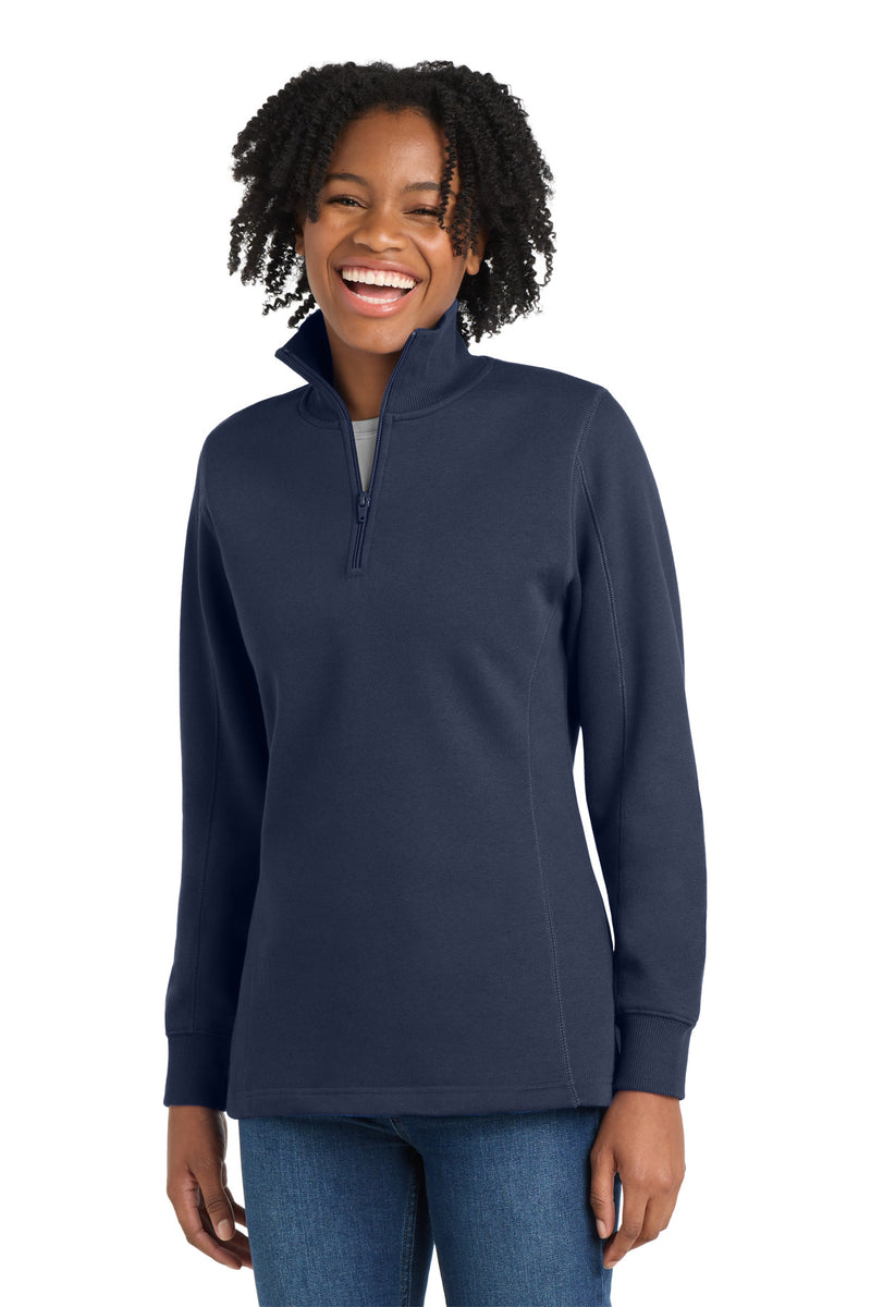DRIEQUIP Women's 1/4-Zip Sweatshirt with Rib Knit Cuffs
