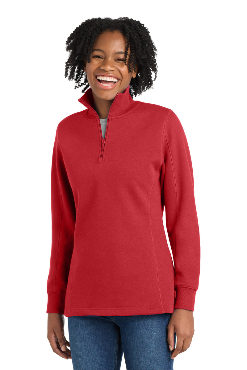 DRIEQUIP Women's 1/4-Zip Sweatshirt with Rib Knit Cuffs