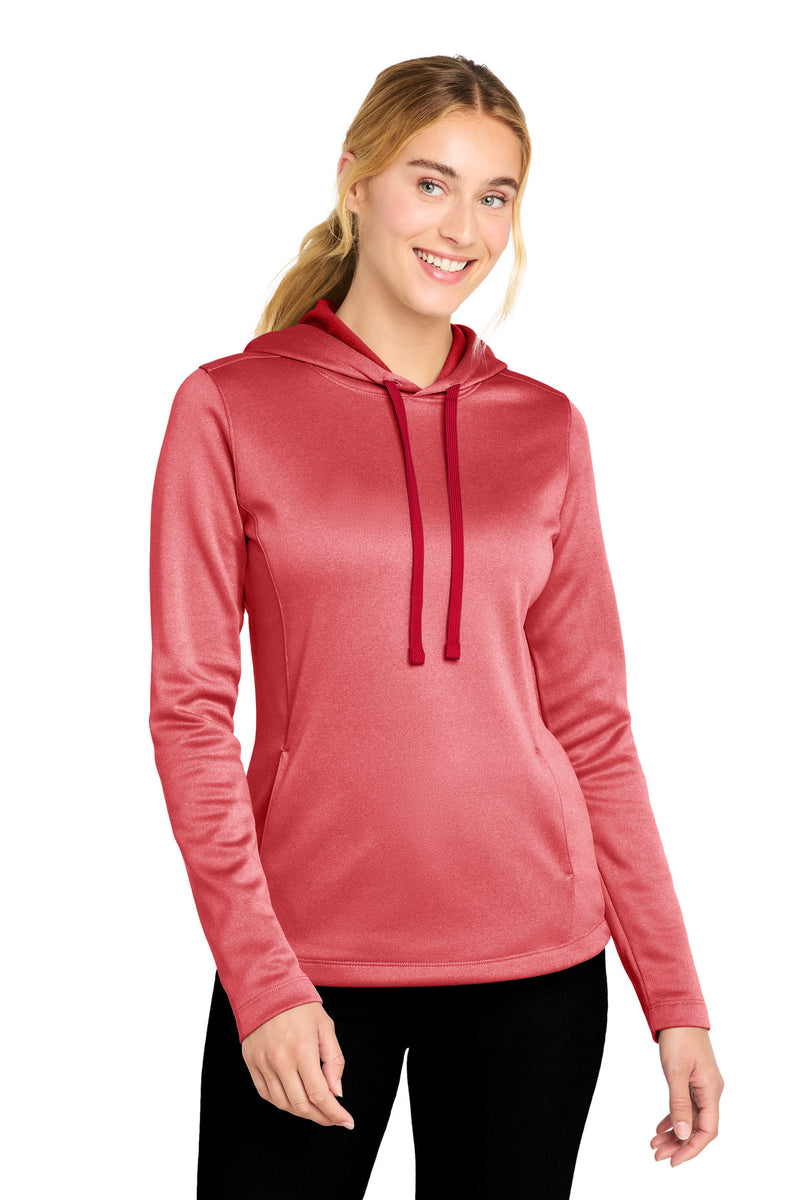 DRIEQUIP Women's Moisture Wicking Athletic Heather Fleece Hooded Pullover. L