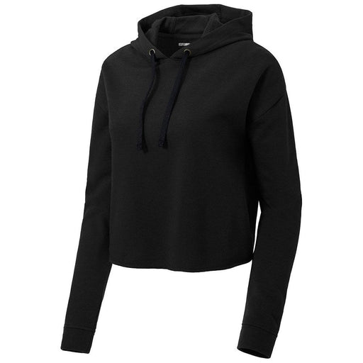 Black Ladies Tri-Blend Fleece Crop Hoodie