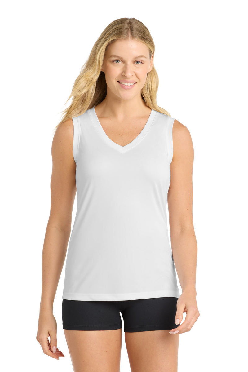 DRIEQUIP Women's Sleeveless Moisture Wicking Athletic V-Neck Tee. L
