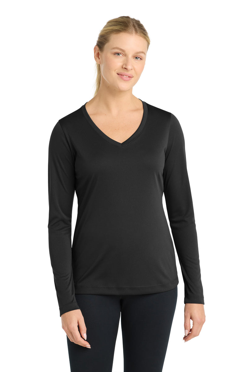 DRIEQUIP Women's Long Sleeve V-Neck Tee with Color-Lock Technology