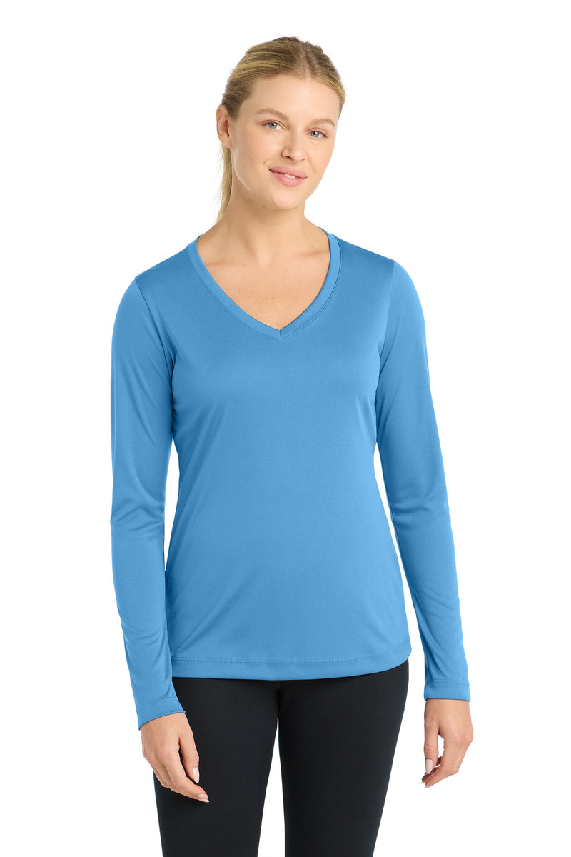 DRIEQUIP Women's Long Sleeve V-Neck Tee with Color-Lock Technology