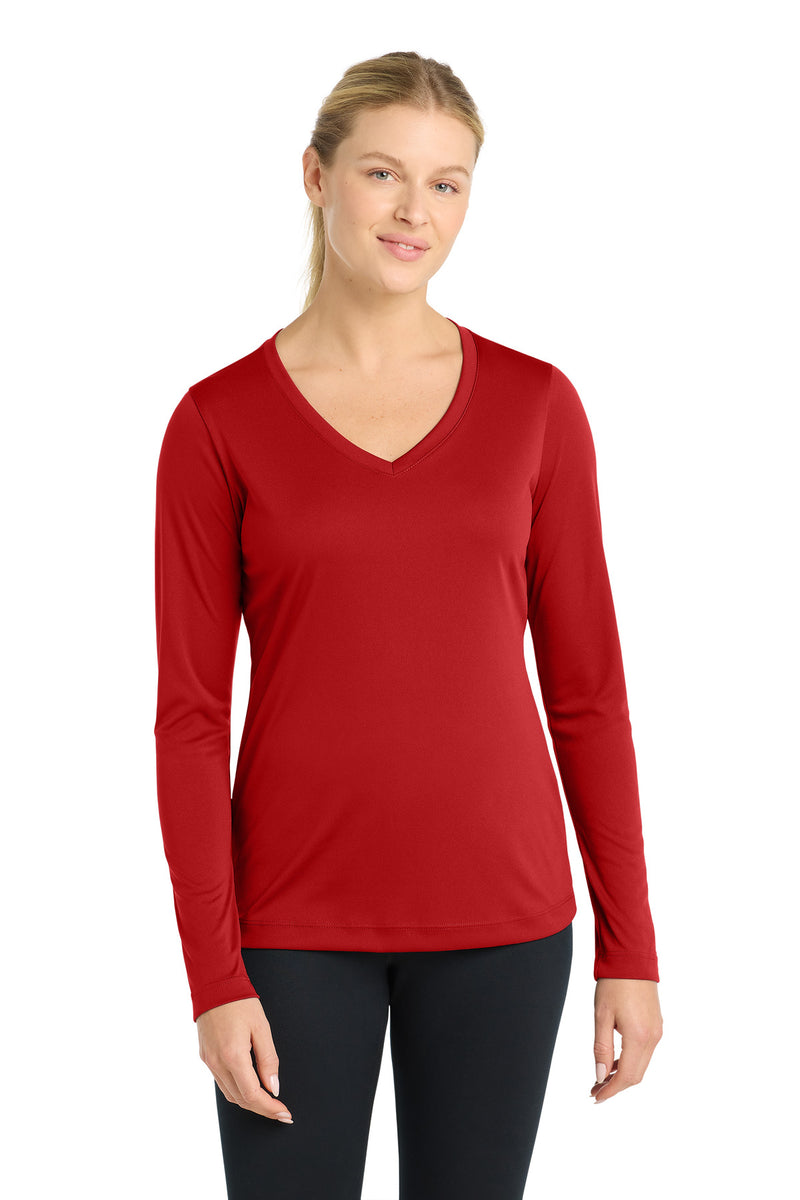DRIEQUIP Women's Long Sleeve V-Neck Tee with Color-Lock Technology