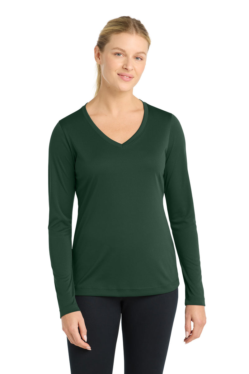 DRIEQUIP Women's Long Sleeve V-Neck Tee with Color-Lock Technology