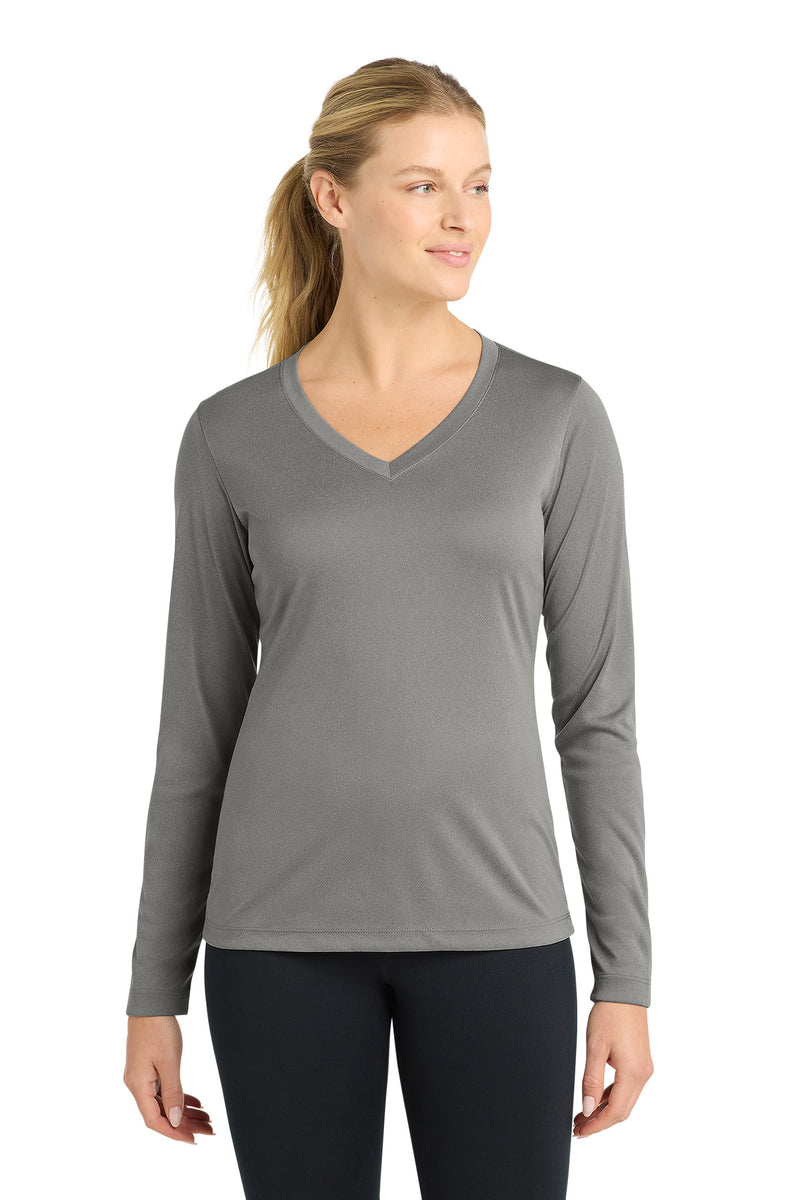 DRIEQUIP Women's Long Sleeve V-Neck Tee with Color-Lock Technology