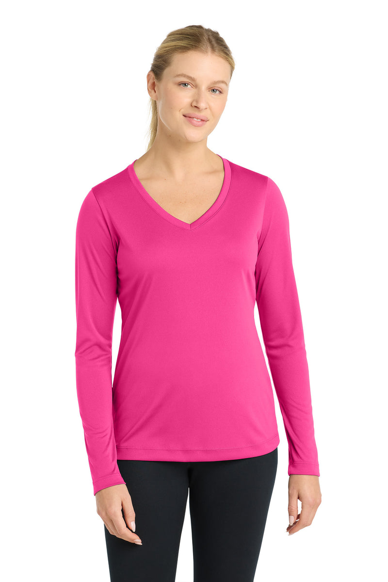 DRIEQUIP Women's Long Sleeve V-Neck Tee with Color-Lock Technology