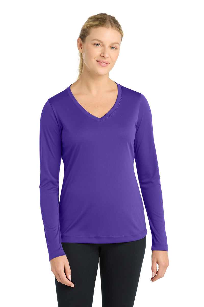DRIEQUIP Women's Long Sleeve Moisture Wicking Athletic V-Neck Tee. LLS