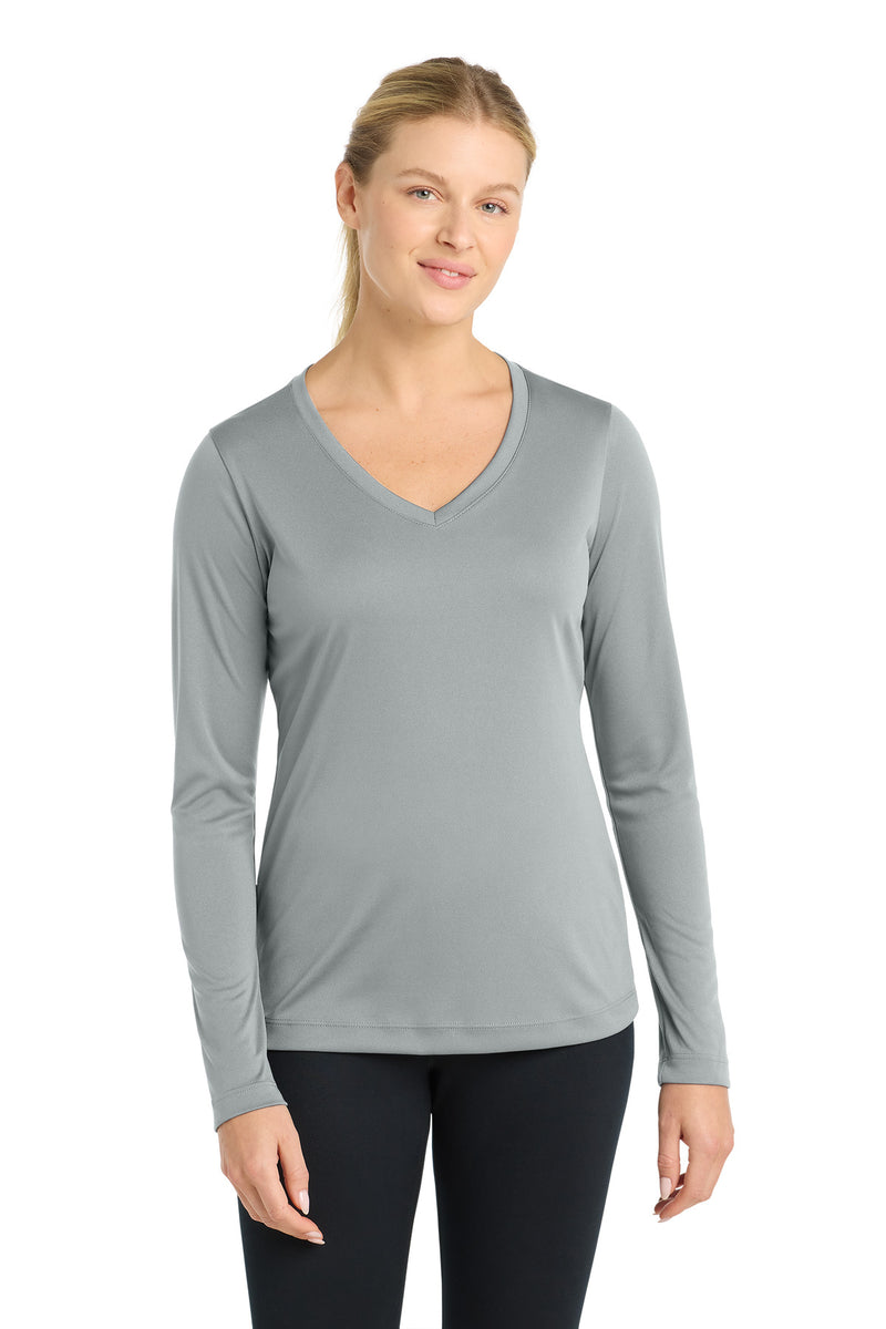 DRIEQUIP Women's Long Sleeve Moisture Wicking Athletic V-Neck Tee. LLS