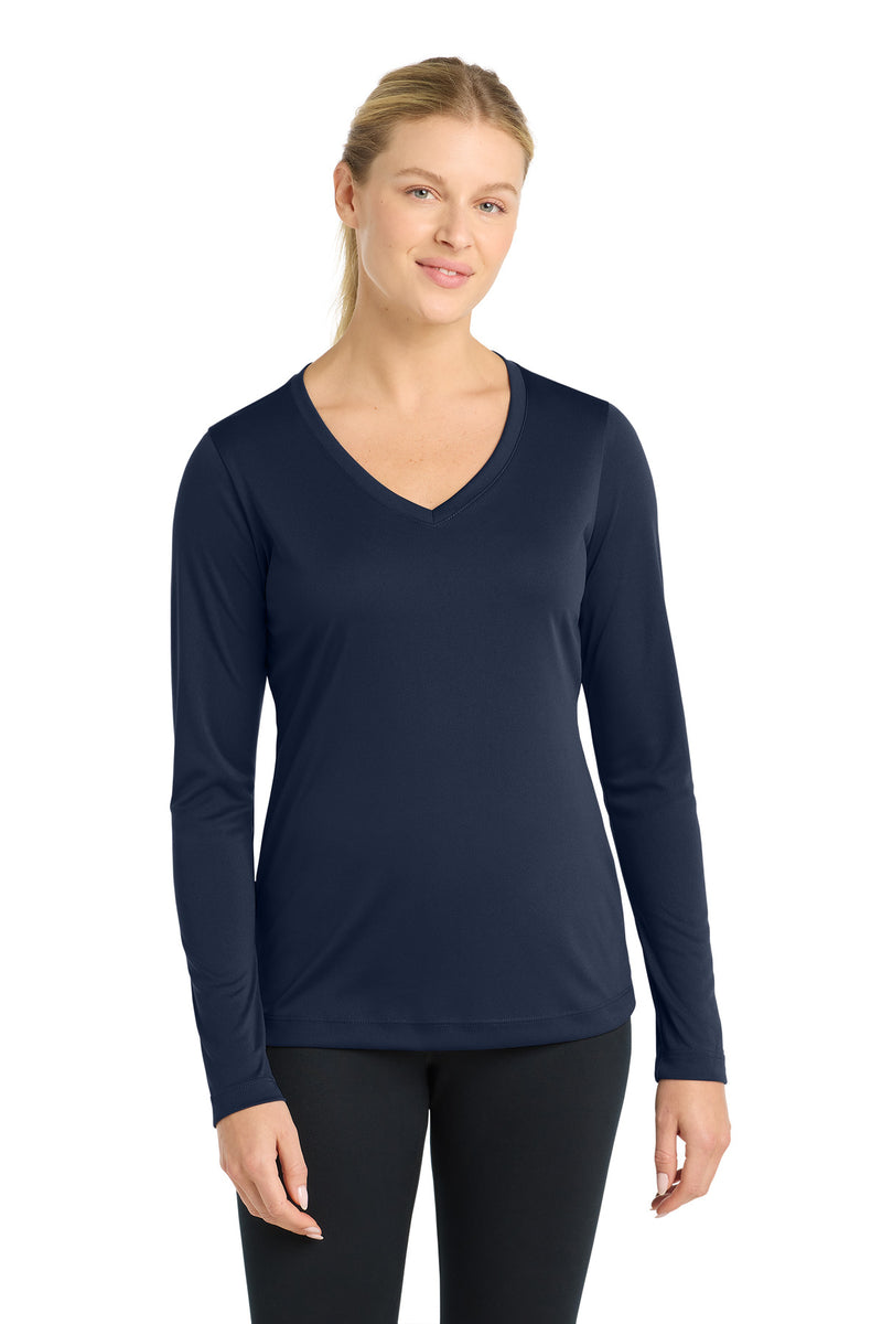 DRIEQUIP Women's Long Sleeve Moisture Wicking Athletic V-Neck Tee. LLS