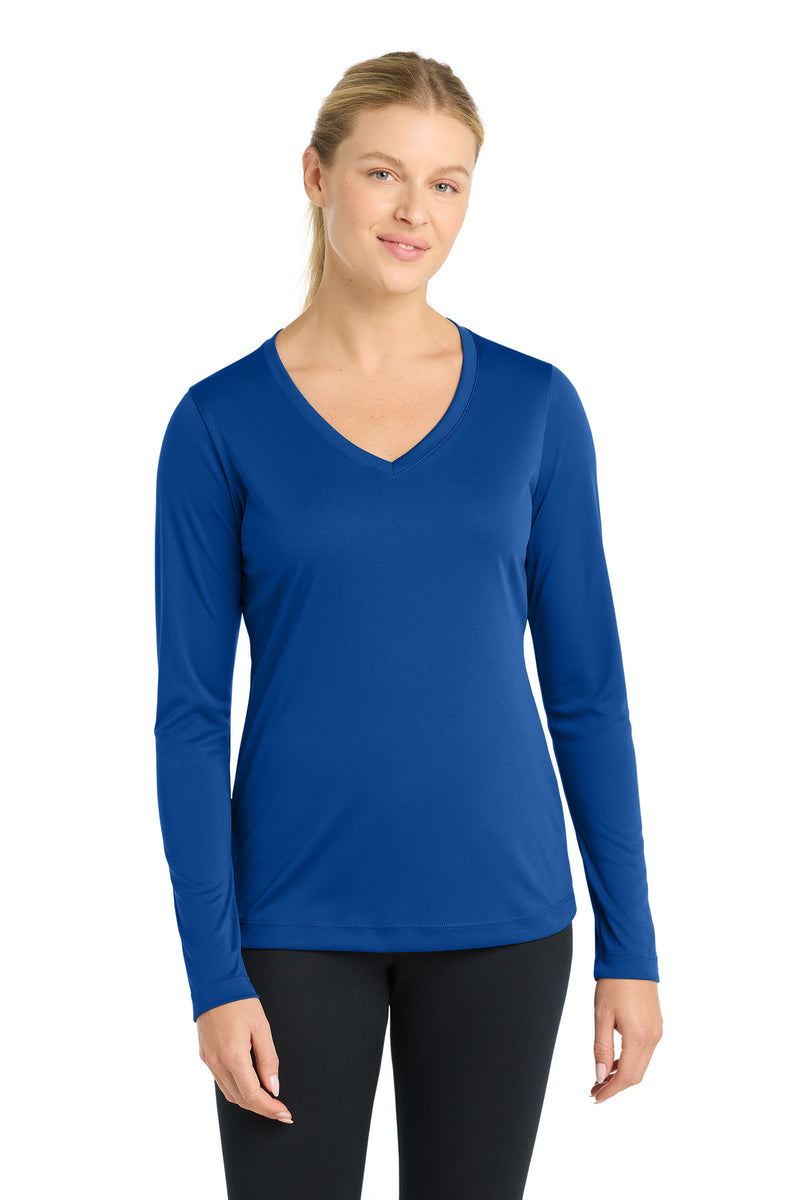 DRIEQUIP Women's Long Sleeve V-Neck Tee with Color-Lock Technology