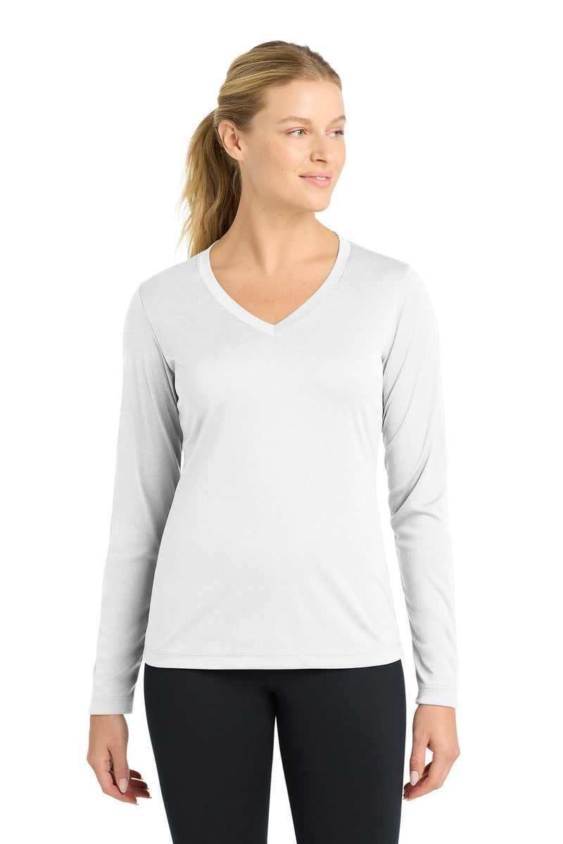 DRIEQUIP Women's Long Sleeve V-Neck Tee with Color-Lock Technology
