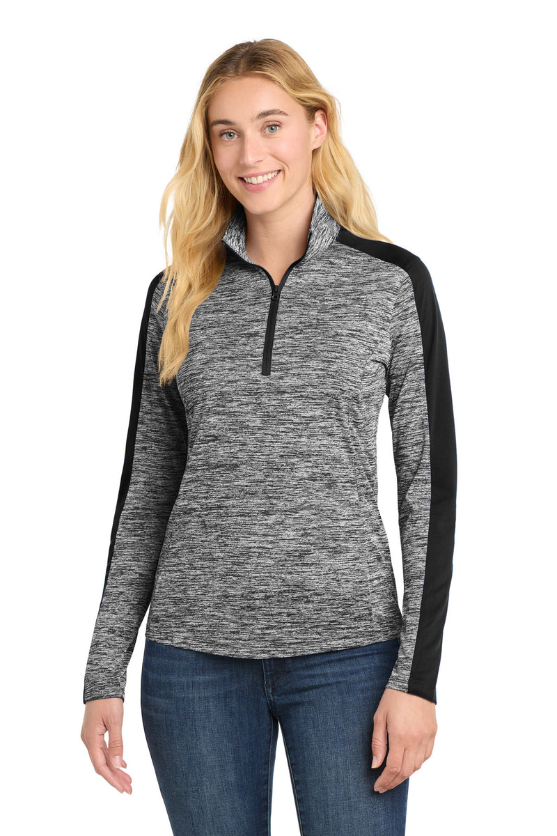 DRIEQUIP Women's Electric Heather Colorblock 1/4-Zip Pullover with Moisture-Wicking Technology