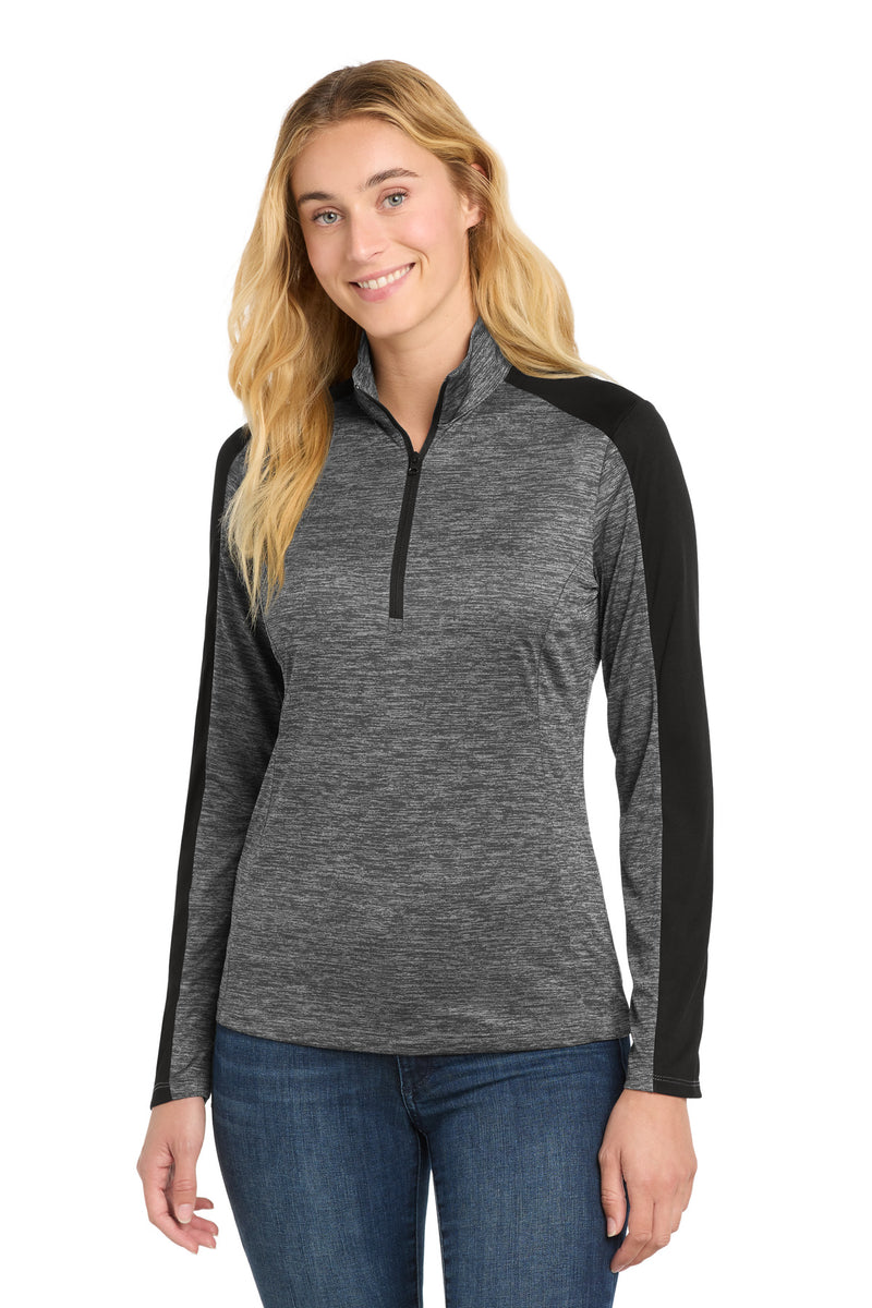 DRIEQUIP Women's Electric Heather Colorblock 1/4-Zip Pullover with Moisture-Wicking Technology