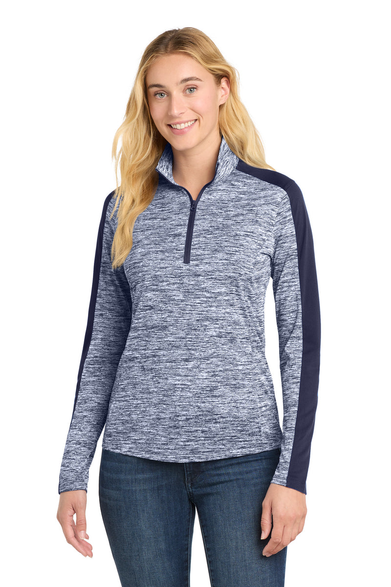 DRIEQUIP Women's Electric Heather Colorblock 1/4-Zip Pullover with Moisture-Wicking Technology
