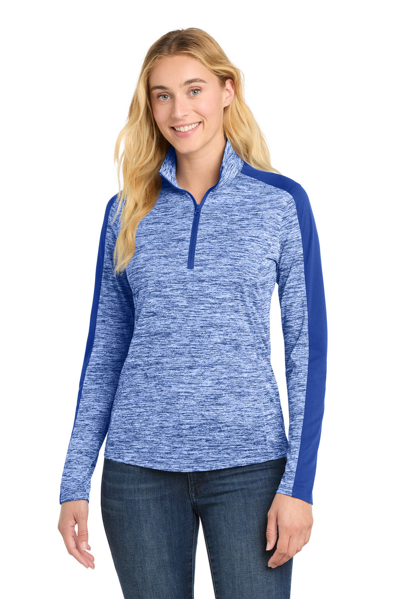 DRIEQUIP Women's Electric Heather Colorblock 1/4-Zip Pullover with Moisture-Wicking Technology