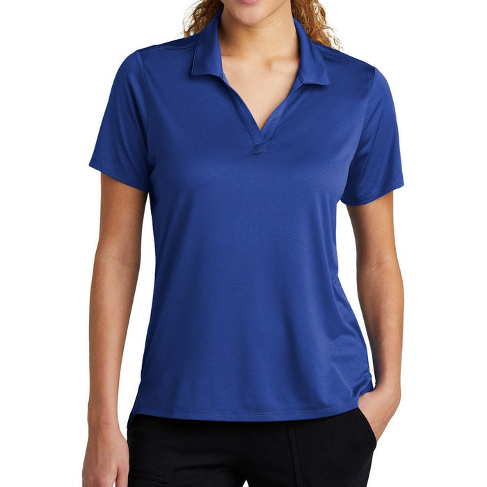 Women's UV Resistant Honeycomb Texture Polo in Royal – regal and rich, perfect for a standout look.