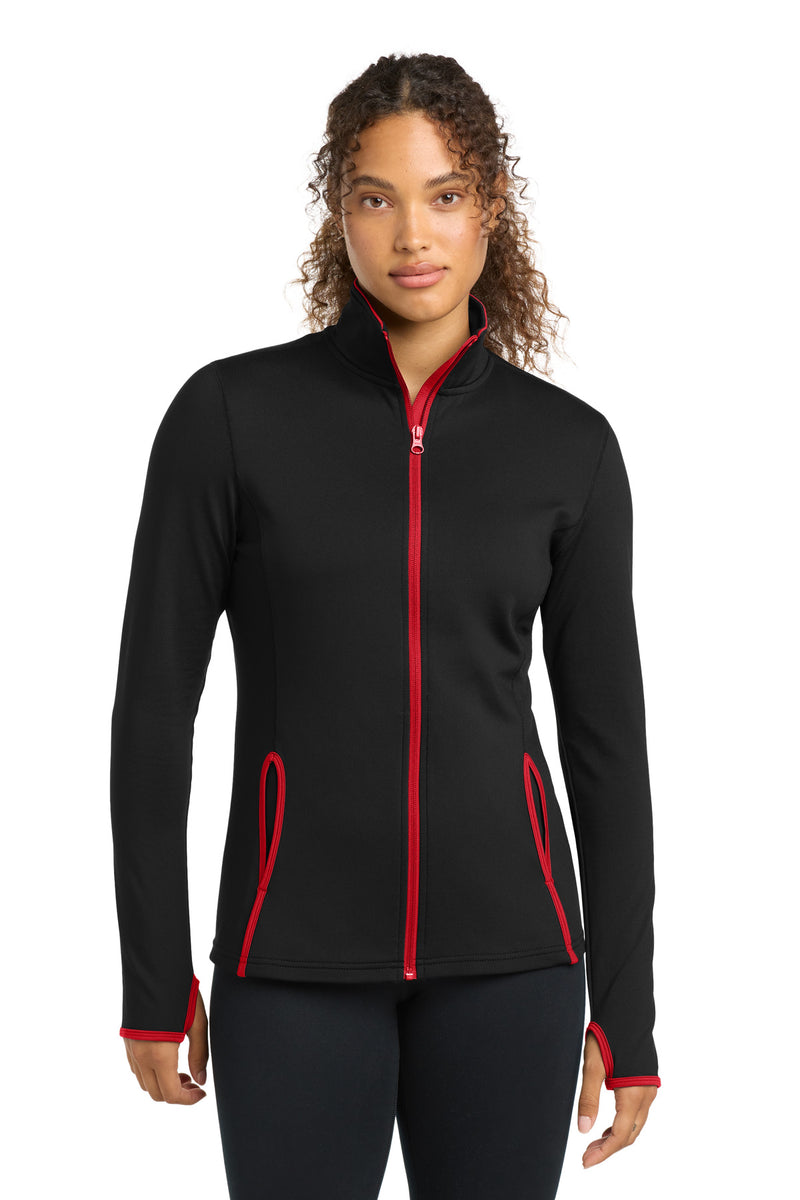 DRIEQUIP Women's Stretch Contrast Full-Zip Jacket with Moisture-Wicking Technology