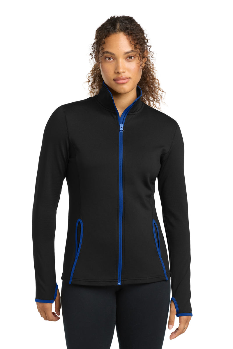 DRIEQUIP Women's Stretch Contrast Full-Zip Jacket with Moisture-Wicking Technology