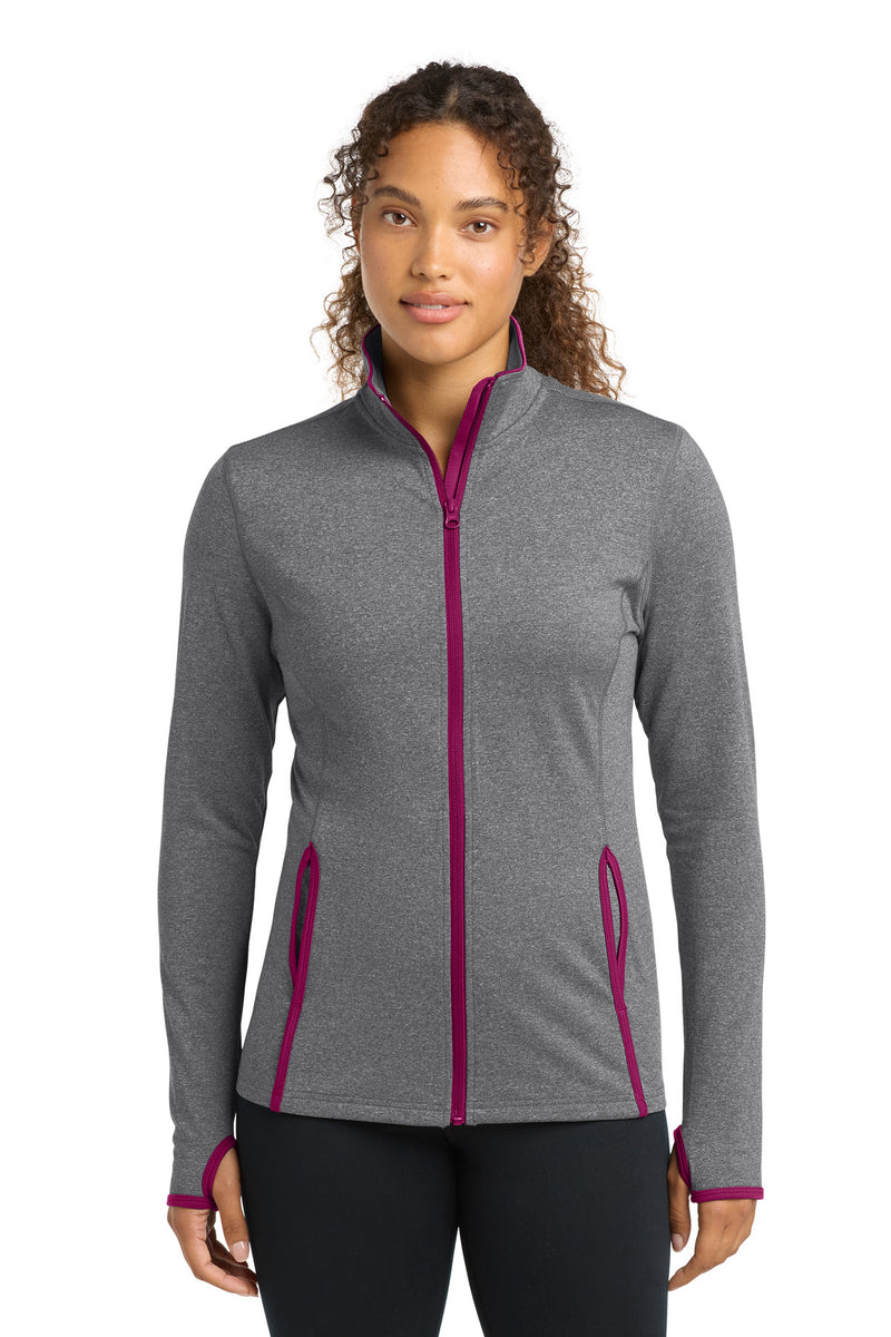 DRIEQUIP Women's Stretch Contrast Full-Zip Jacket with Moisture-Wicking Technology