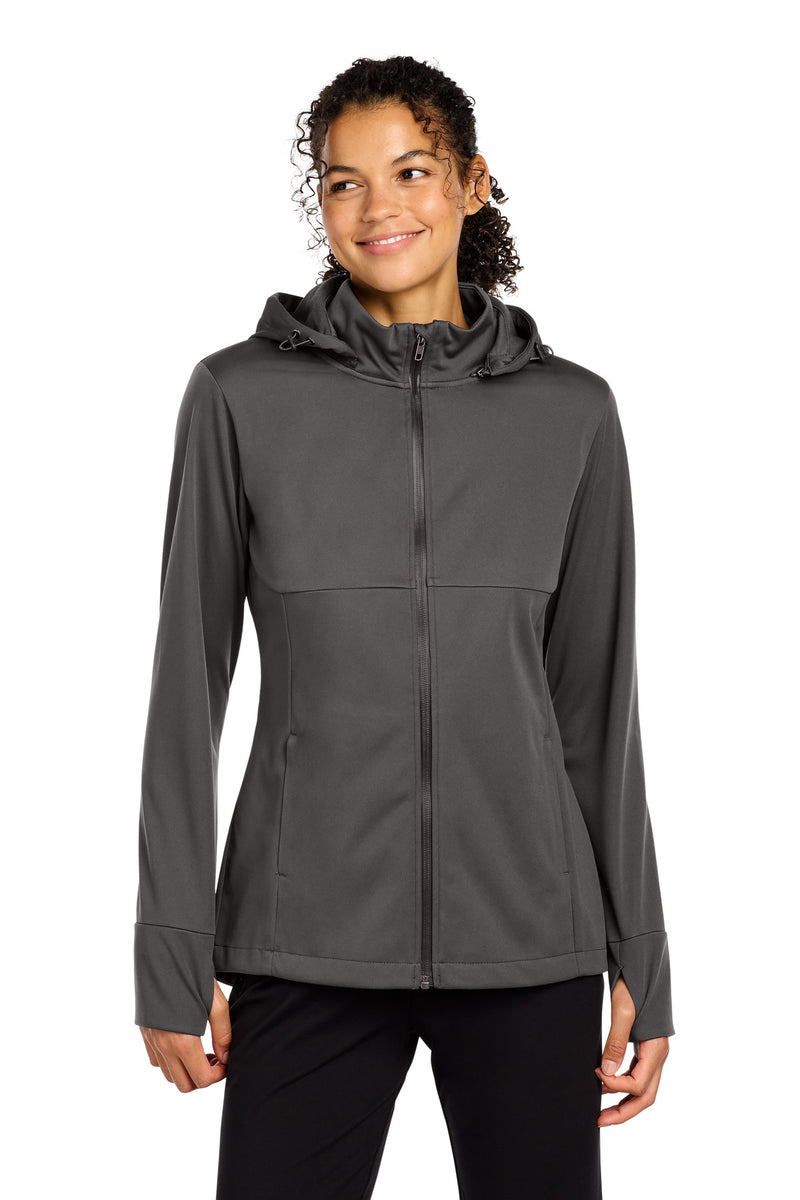 DRIEQUIP Women's Hooded Soft Shell Jacket with Water-Resistant Coating