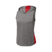 Grey Heather/Red Ladies Tri-Blend Wicking Hoodie Tank