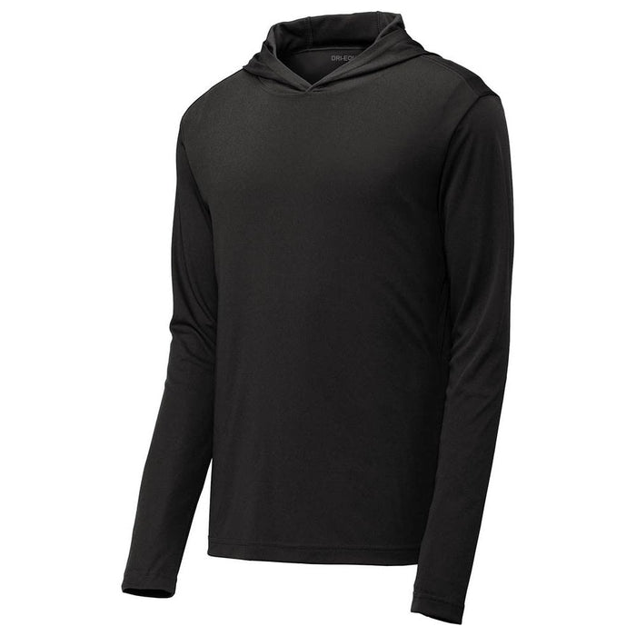 Moisture Wicking Hooded Pullover in Black - Lightweight and versatile for year-round wear, wicks moisture, and locks in color