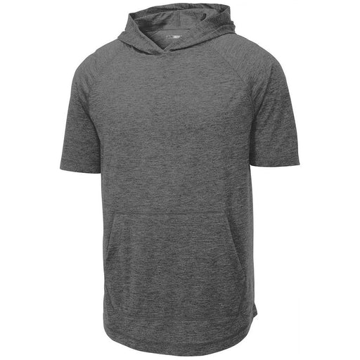 Tri-Blend Wicking Short Sleeve Hoodie in timeless black – Perfect for active days or casual outings.