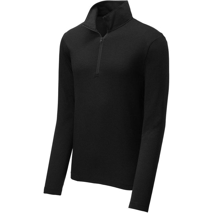 Tri-Blend Wicking 1/4-Zip Pullover in timeless black color, a perfect blend of style and comfort.