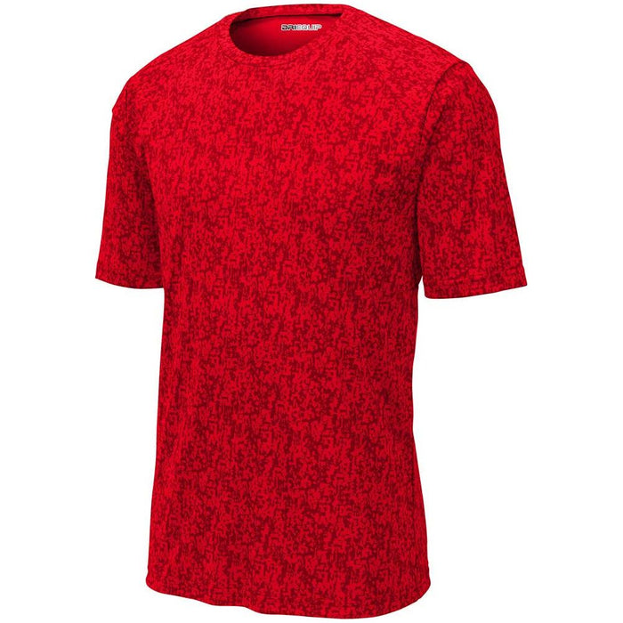 Red Black Digital Camo Workout Moisture Wicking Tee