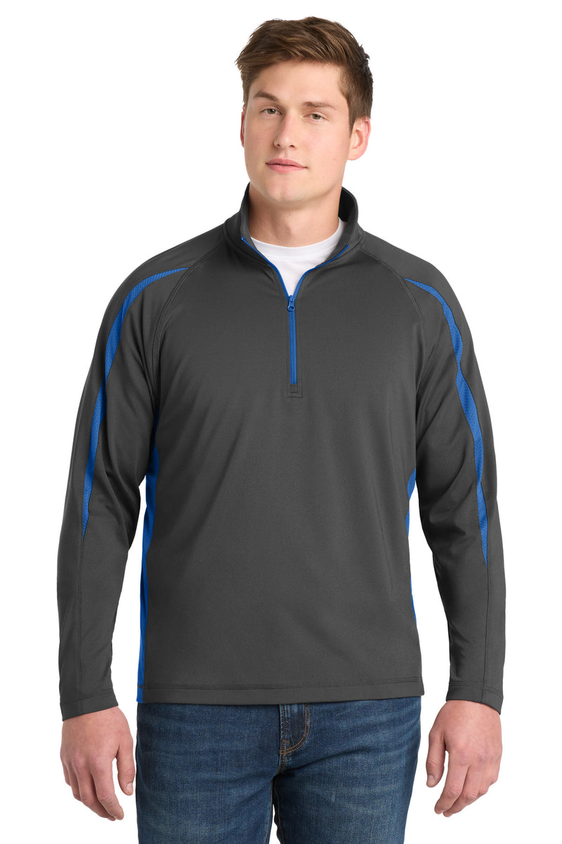 DRIEQUIP Stretch 1/4-Zip Colorblock Pullover with Moisture-Wicking Performance