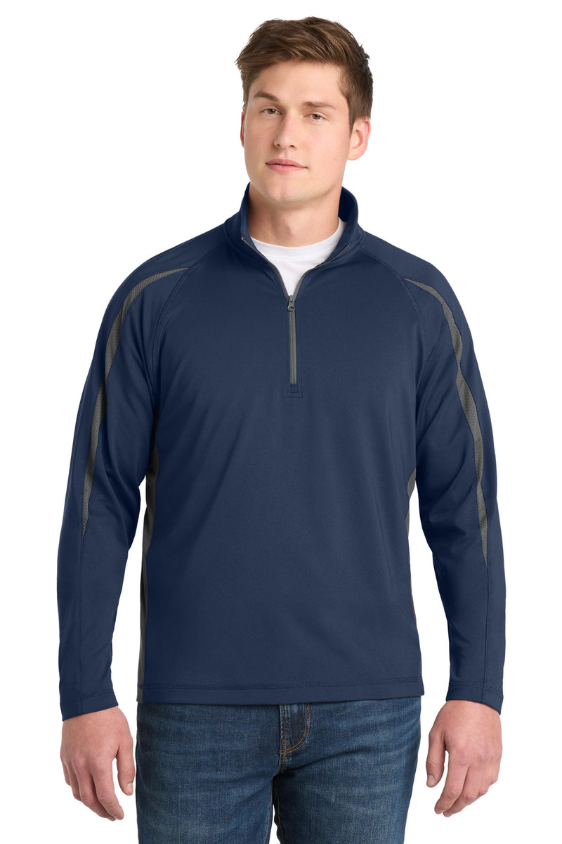 DRIEQUIP Stretch 1/4-Zip Colorblock Pullover with Moisture-Wicking Performance