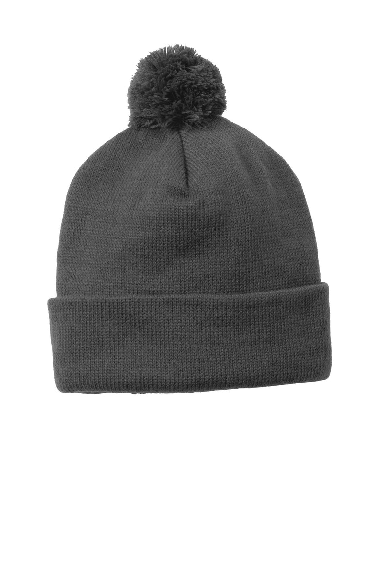 DRIEQUIP Solid Pom Pom Beanie with 100% Acrylic Warmth
