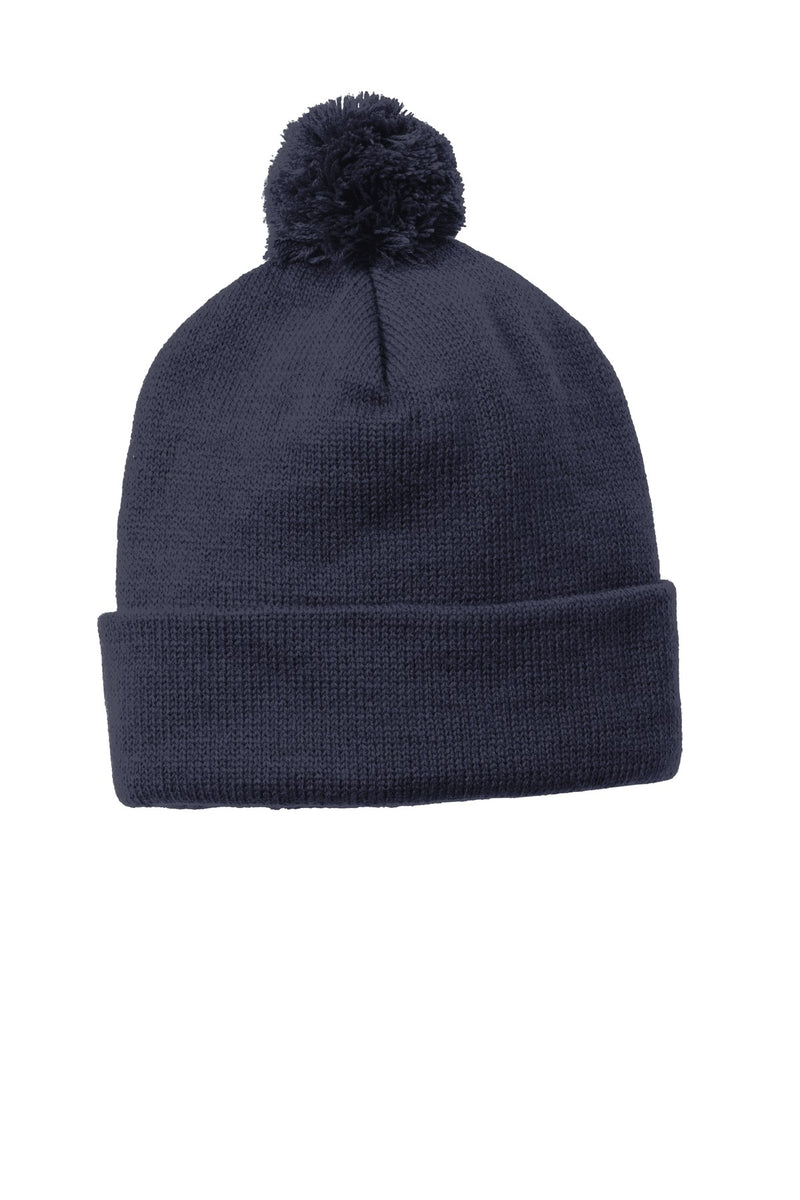 DRIEQUIP Solid Pom Pom Beanie with 100% Acrylic Warmth