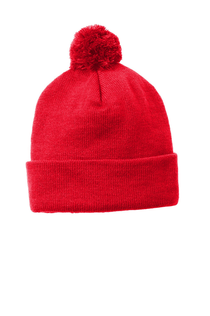 DRIEQUIP Solid Pom Pom Beanie with 100% Acrylic Warmth
