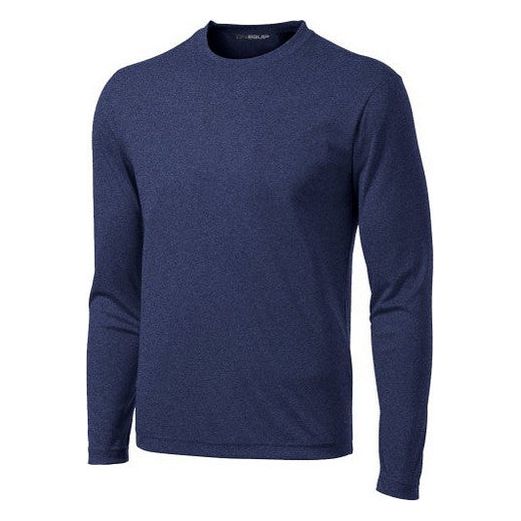 Long Sleeve Moisture Wicking Heathered Athletic Shirts in True Navy Heather