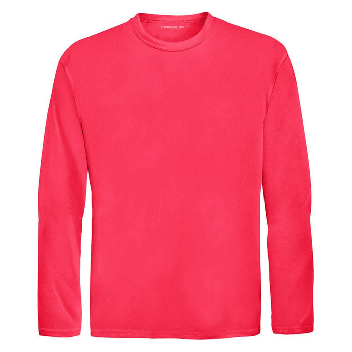 Hot Coral Youth Long Sleeve Moisture Wicking Athletic Shirt