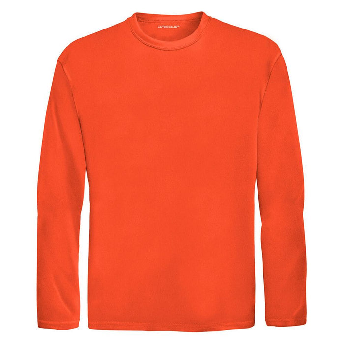 Neon Orange Youth Long Sleeve Moisture Wicking Athletic Shirt