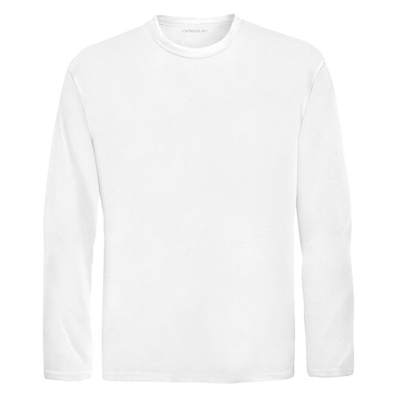 White Youth Long Sleeve Moisture Wicking Athletic Shirt