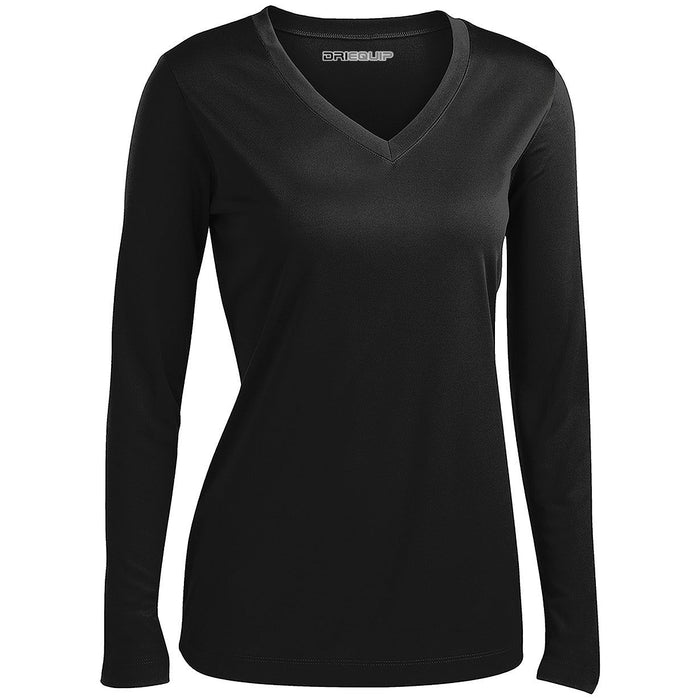 DRI-EQUIP Ladies Long Sleeve V-Neck Moisture Wicking Athletic T-Shirts