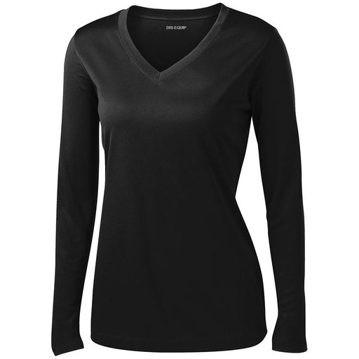 Black Ladies LoSleeve V-Neck Moisture Wicking Athletic T-Shirt